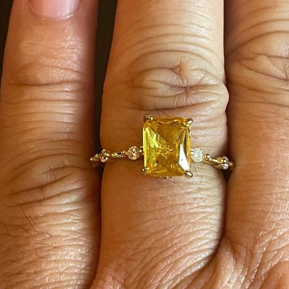 Yellow citrine gold plated ring - Picture 9 of 9